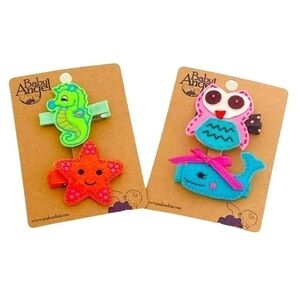 Lot of 4x Angel Baby Animal Girls Head Bow Clip Hair Clip